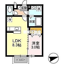 メゾン・ド・ルーラル 1LDKの間取図画像