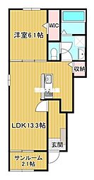 ソラーナ・ウキハI 1LDKの間取図画像