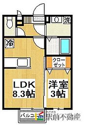 クレイドルC 1LDKの間取図画像