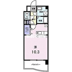 フォーウィルズコート 6階ワンルームの間取り