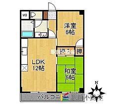 内野ハイツ 2LDKの間取図画像