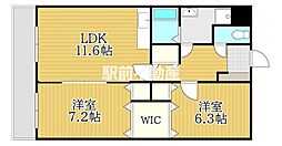 サンモール梅満 2LDKの間取図画像