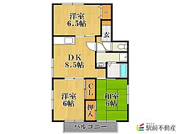 セジュール森2 3DKの間取図画像