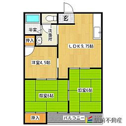 オークスハイツ 3DKの間取図画像