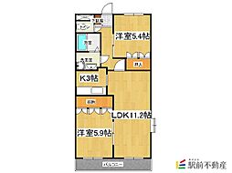 ローズマリー1 2LDKの間取図画像