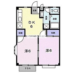 プライム駅東A 2DKの間取図画像