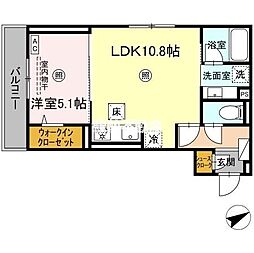アベリアII番館 1LDKの間取図画像