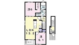 プラシード 2LDKの間取図画像