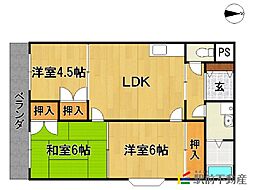 合川ビレッジ1 3LDKの間取図画像