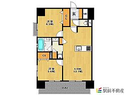 サンクレシア西国分 2LDKの間取図画像