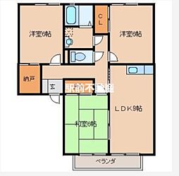 ハミングタウン久留米C 3LDKの間取図画像