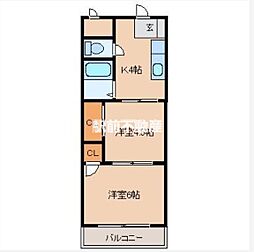 ウッドハウス 2Kの間取図画像