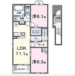 グリチーネの森 2LDKの間取図画像