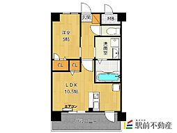 カンフォーラ松原 2階1LDKの間取り