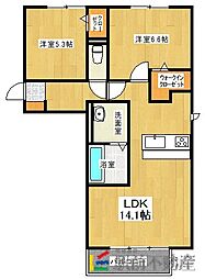 ディアレストコート大和 2LDKの間取図画像