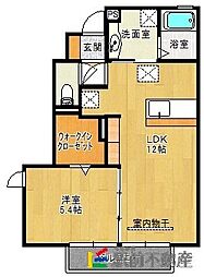 サンドハウスB棟 1階1LDKの間取り