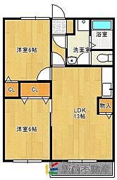 パディービレッジ鶴田A 2LDKの間取図画像