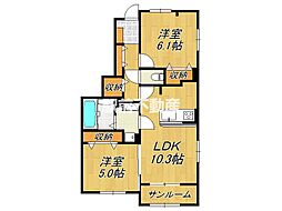 フレアルーチェ 吉野ヶ里V 2LDKの間取図画像