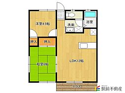 ニューコーポ柳2 2LDKの間取図画像