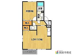 ヴェルフォンセみゆきB 1LDKの間取図画像