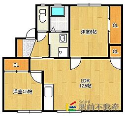 サンコーポラス水の郷 2LDKの間取図画像