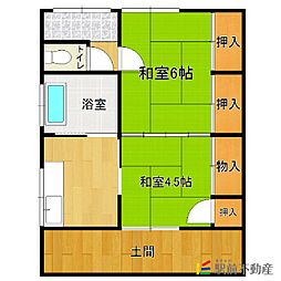 井上アパート 2階2DKの間取り