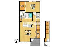レスパス神埼 II 2階1LDKの間取り