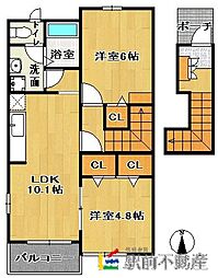 メゾンマーベラスA 2LDKの間取図画像