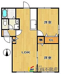 ルミエール 2LDKの間取図画像