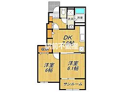レストハウス3B 2DKの間取図画像
