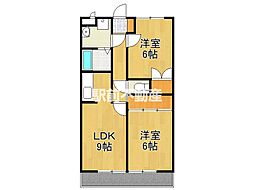 ニューライフビナイン 2LDKの間取図画像