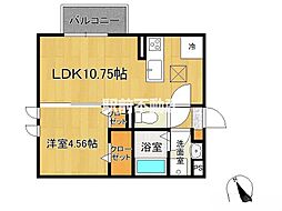 JR鹿児島本線 南瀬高駅 徒歩11分の賃貸アパート 1階1LDKの間取り