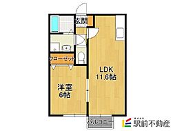 コンフォートK・M 1LDKの間取図画像