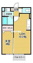 セジュール大川A 1LDKの間取図画像