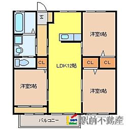 レトア山田A 3LDKの間取図画像