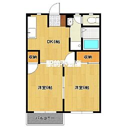 ハイツヤマシタ 2DKの間取図画像