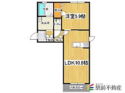 アルビコッカ大川 1LDKの間取図画像