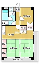 コアマンション京町 3DKの間取図画像