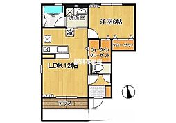 クローバーハイツ8 1LDKの間取図画像