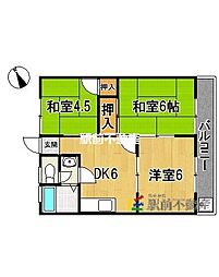 コーポ中島 3DKの間取図画像