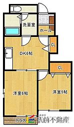 メゾン・アンジュ参番館 2DKの間取図画像