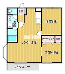 ハイツ・ウイステリアA 2LDKの間取図画像