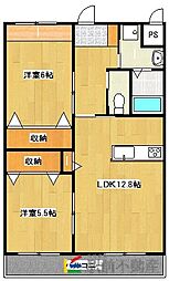 プレステージけやき通り 4階2LDKの間取り