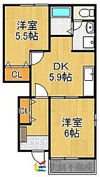 サイレントパレス一条 2DKの間取図画像