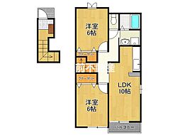 アルハンブラ一番館 2LDKの間取図画像