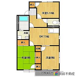 サンシャインハイツA 3DKの間取図画像