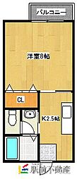サンビレッジ赤坂A 1Kの間取図画像