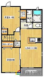 インターハイムハナミズキ 2LDKの間取図画像