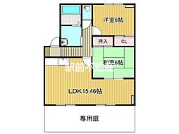 ツインヴィラ南瀬高B 2LDKの間取図画像