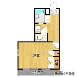 レジデンスけやき 1Kの間取図画像